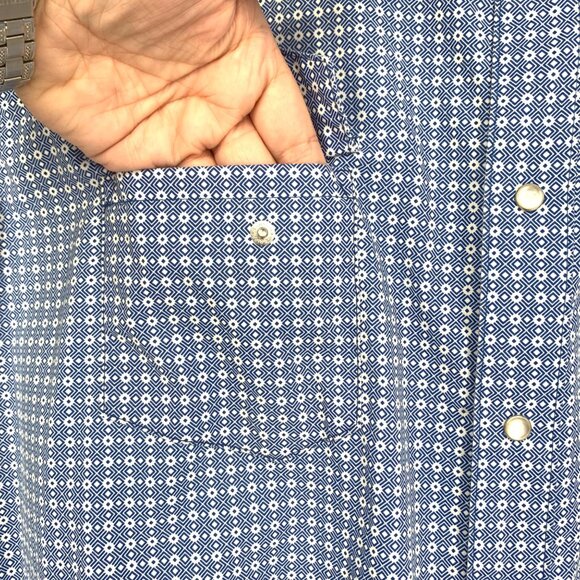 Wrangler Mens 2XL Light Blue Wrancher Snap Front Shirt Long Sleeve Collared - Picture 6 of 12